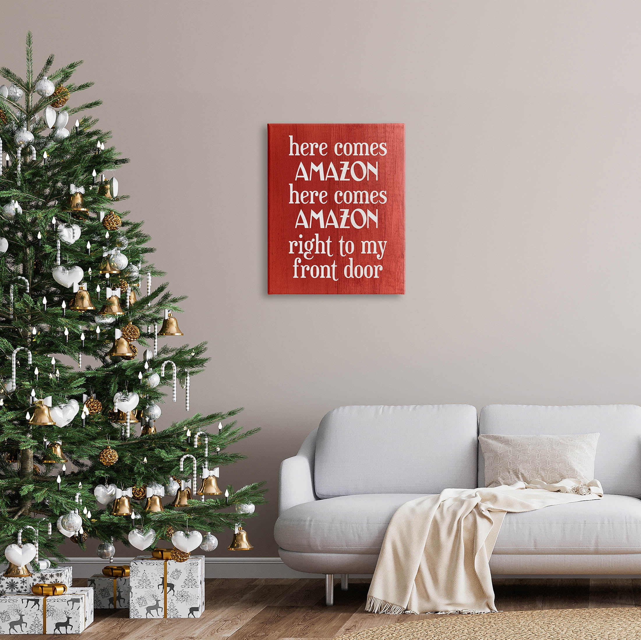 Stupell Industries Here Comes Amazon Funny Song Graphic Art Gallery Wrapped Canvas Print Wall Art, Design by Lil' Rue
