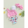 thumbnail image 3 of CIYCuIT Toddler Baby Girls 2Pcs Bikini Swimsuits Dot/Cake Print Sleeveless Off Shoulder Tank Tops + Shorts + Headband 6M-3T Infant Cute Summer Split Bathing Suit, 3 of 8