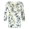 thumbnail image 5 of Pisexur Hauts pour Femmes Grande Taille Mode Chemises 3/4 Automne Décontractées Blouses à Col Rond Mignonnes à Imprimé Floral Tuniques Amples, 5 of 5