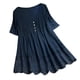thumbnail image 1 of Moda Mujer Causal V-Cuello Blusa Sólida Manga Corta Botón Camiseta Verano Tops Fridja  ghk5908, 1 of 3