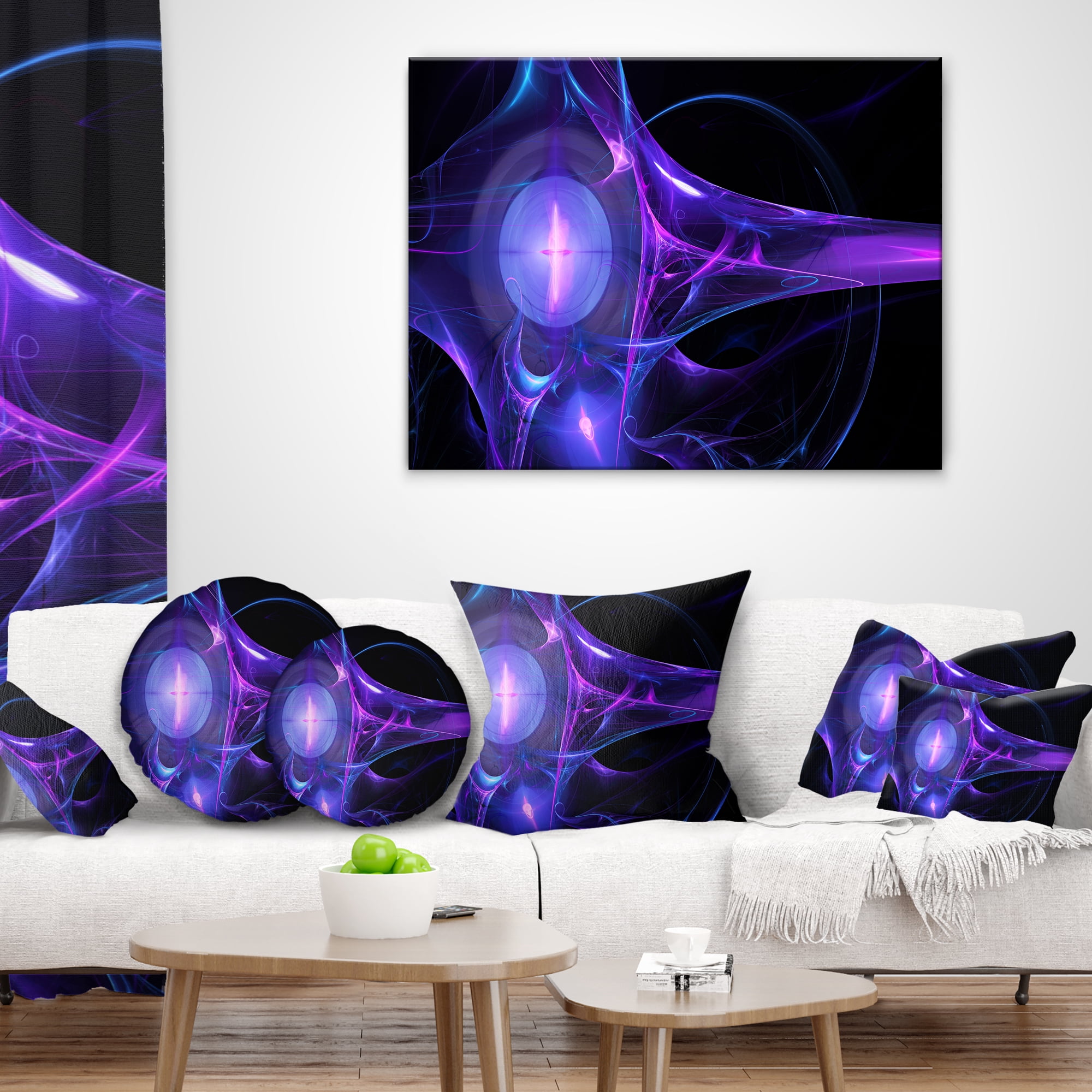 Designart Purple Bright Candle - Abstract Throw Pillow - 18x18