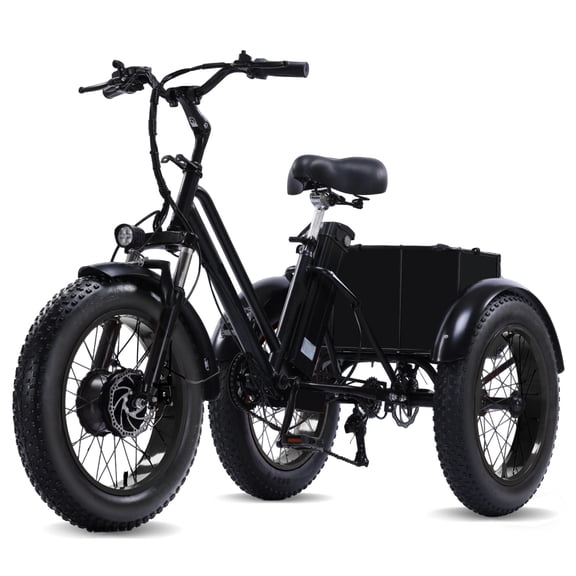NOMIGO Electric Tricycle for Adults, 500W Motor, 48V 15Ah Battery, 20x4" Fat Tire 3-Wheel Electric Bike, 7-Speed, Rear Basket, Black