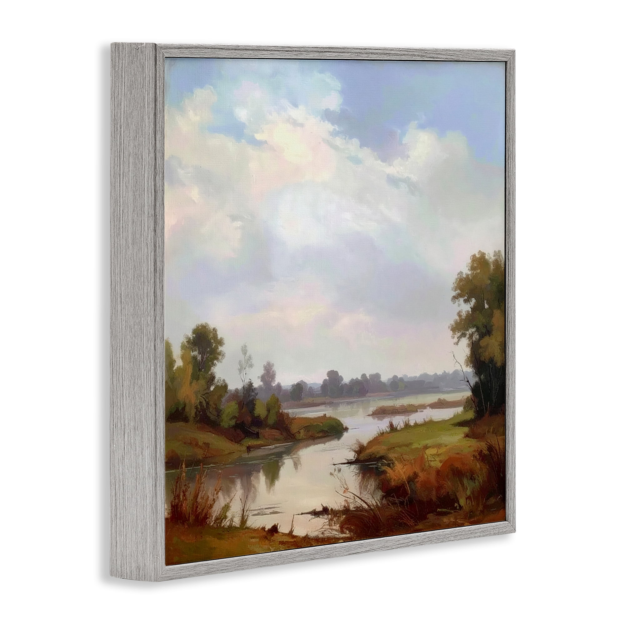 Stupell Industries Riverside Grove Landscape Gray Framed Giclee Art, design by Alonza Saunders