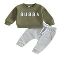 thumbnail image 1 of Baby Boys Pants Set  Long Sleeve Crew Neck Letters Print Sweatshirt with Elastic Waist Sweatpants Infant Clothes, 1 of 8