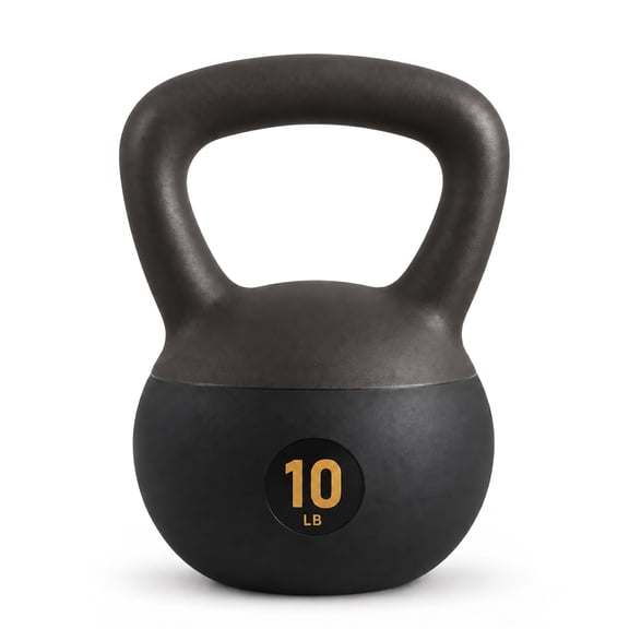 Fitvids Soft Kettlebell with Ergonomic Grip, Iron & Sand Filled Hand Weights, 10 LB, Black
