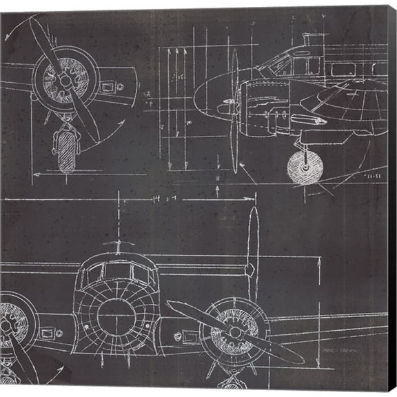 Plane Blueprint III No Words Post by Marco Fabiano, Canvas Wall Art