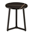thumbnail image 3 of Harper Round Raised Lip Edge Side Accent Table with Mid-century Modern Crossed Metal Bold Pedestal Legs - Black Marble/Black, 3 of 17