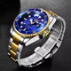 thumbnail image 4 of Reloj pulsera Lige LG10045 con correa de acero inoxidable color plateado/dorado - fondo azul - bisel azul/dorado, 4 of 8