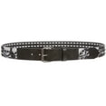 thumbnail image 2 of Snap On 1 1/2" Skull & Cross Bone Printed Punk Rock Studded Belt, 2 of 4