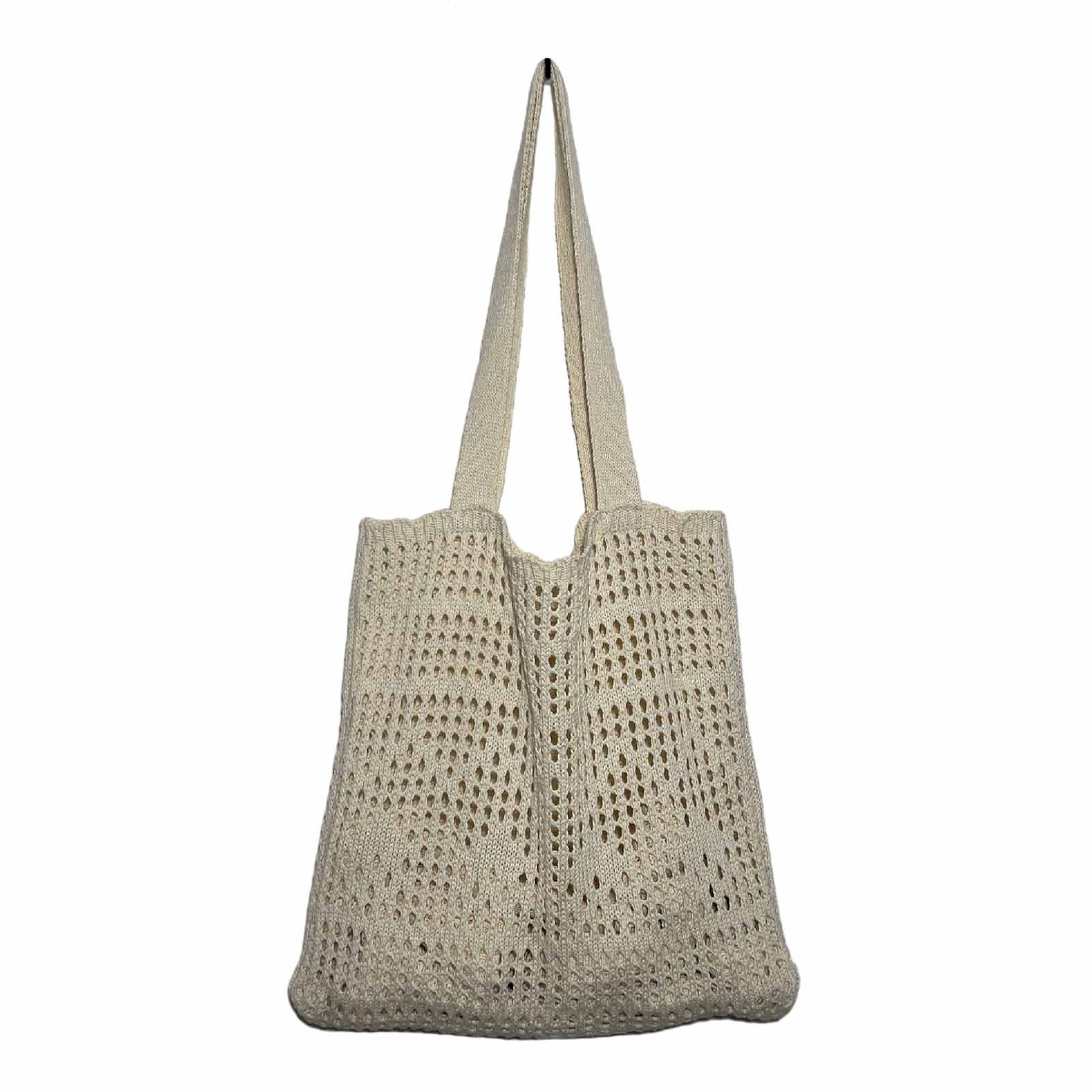 WOXINDA Knitted Made Knitting Bags Travel Mesh Bags Straw Bags Women's  Country Style Knitting Bags Beach Bags