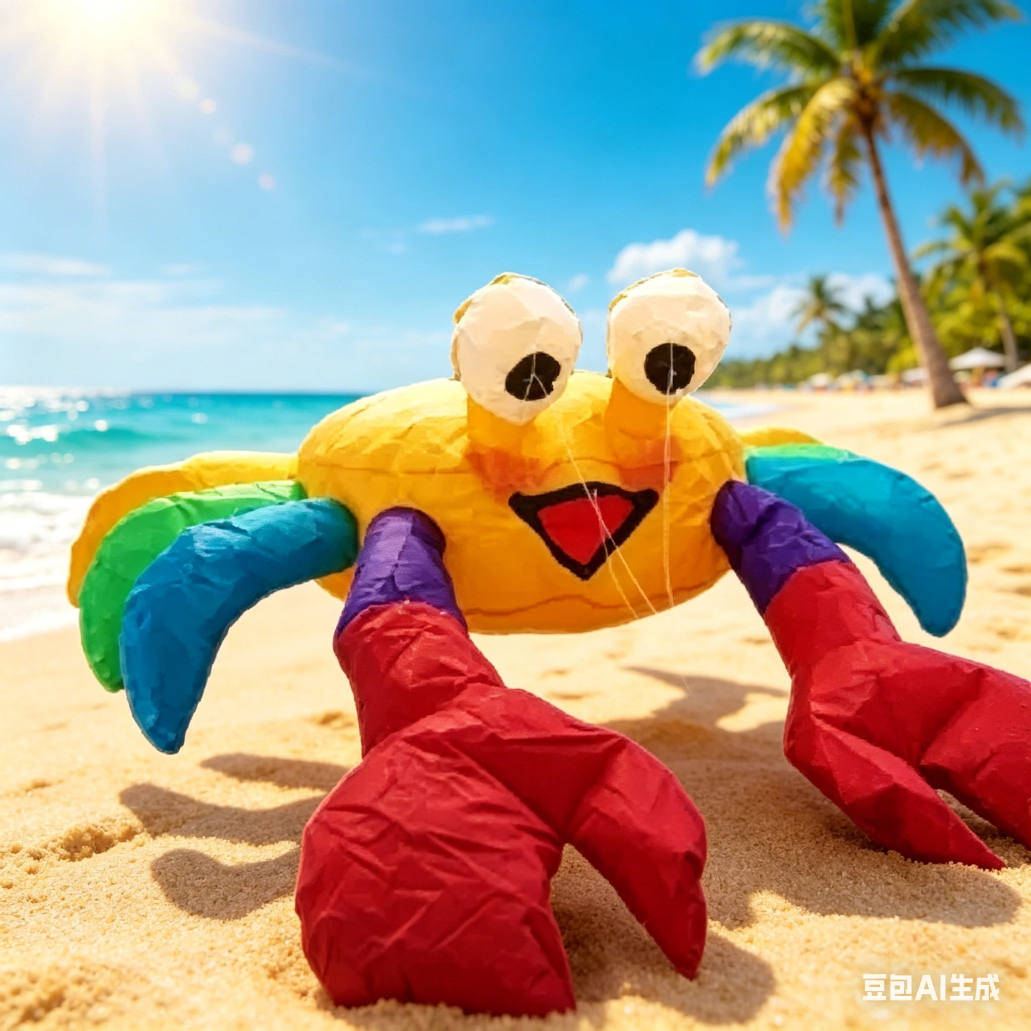 Crab Inflatable Kite For Outdoor,Multicolor Ground Crab Kite Jumping with The Wind,3D Ground Crab Ornament For Beach,Patio,Lawn,Summer Decoration For Seaside Ornament
