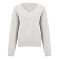 thumbnail image 6 of Tweang V Neck Sweaters for Women Long Sleeve Ribbed Tops for Women Knit Sweater for Women Ribbed Shirt Mock Neck Tops for Women Festive Sweaters for Women Fleece Pullover Women White 2xl, 6 of 9