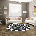 thumbnail image 1 of Alfombra Redonda con Ilusión Óptica 3D, Alfombra No Libre, Felpudo no Tejido Blanco y Negro para decoración del hogar, Almohadas de Alfombra A (60 cm), 1 of 3