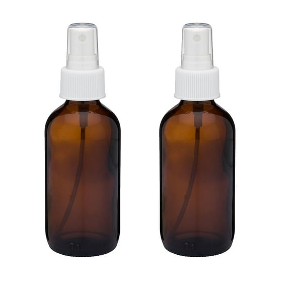 Global Amber 4oz White Mist Sprayer Bottle (120ml) Pack of 2