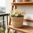 thumbnail image 5 of OCCOA Woven Flower Pot Storage Basket Imitation Rattan Decorative Planter for Artificial Flowers Home Garden 8x7x6in,L, 5 of 6