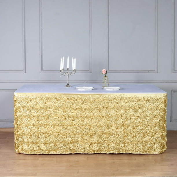 Efavormart Wonderland Rosette Table Skirt for Kitchen Dining Catering Wedding Birthday Party