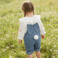 thumbnail image 6 of UACY Cute Easter Bunny Overalls for Baby Girls Toddler Denim Romper with Ears Pompom Loose Fit Washed Jean, 6 of 9