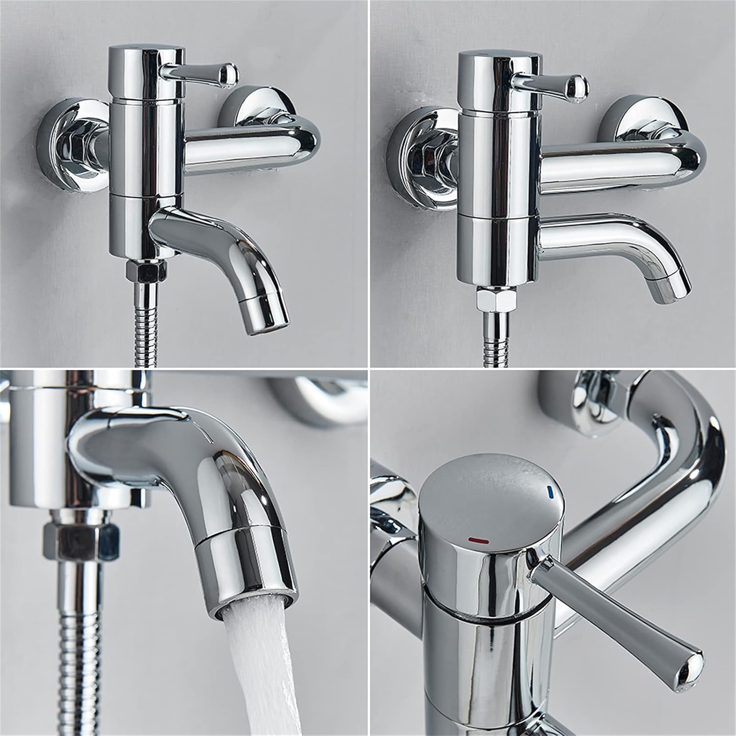 Bathtub Faucet/Tub Faucets, Swivel Spout Bathtub Mixer Tap, Chrome Single Handle Plastic Hand Shower Bath Shower Set Brass Mixer Valve