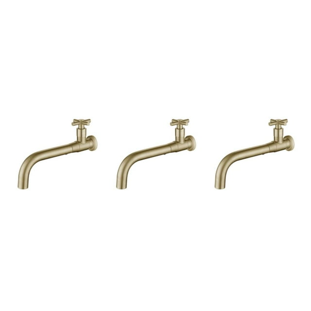 kurtrusly Easy Installation Basin Universal Fit Long Lasting Compact Single Cold Wall Mounted Sink 03 Gold 3Set