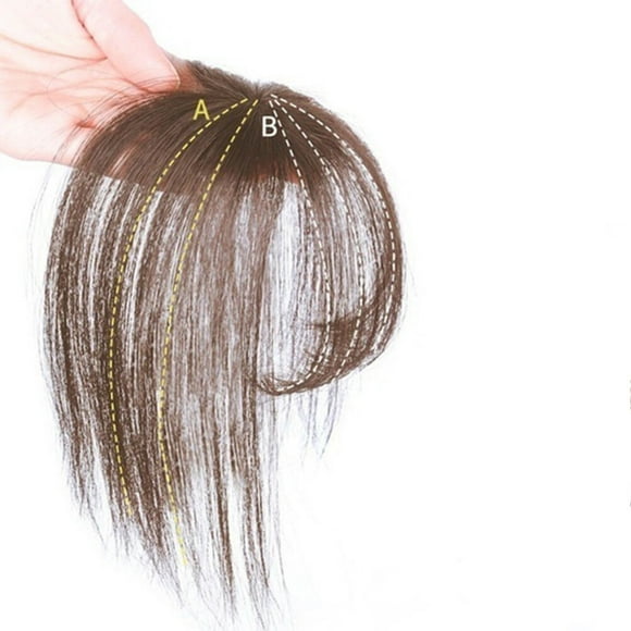 Air Bangs 3D Invisible Neat Hairpieces Traceless Invisible Seamless Neat with Temples Safe Fake Fringe Hairstyle Accessories for Wedding Daily Wear No.4