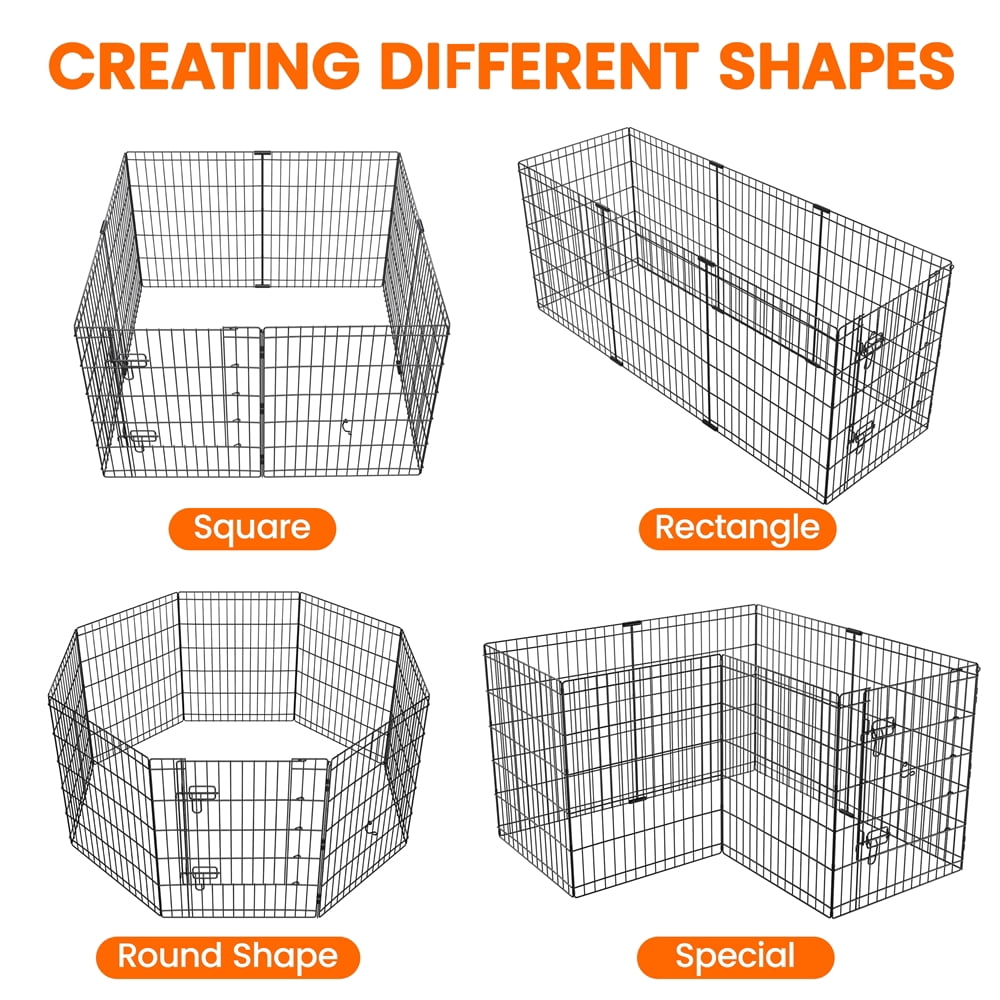Yaheetech 30″ H 8-Panel Foldable Pet Playpen with Door for Indoor Outdoor Use, Black