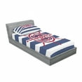 thumbnail image 3 of Ships Wheel Bedding Set with Sheet & Covers, Illustration of Ship Steering Wheel on a Stripped Background Artwok, Printed Bedroom Decor 2 Shams, 4 Sizes, Navy Blue Red, by Ambesonne, 3 of 3