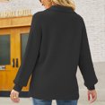 thumbnail image 3 of Defitshape Women's V Neck Pullover Solid Color Soft Thick Winter Fall Warm Bishop Sleeve Collared Slouchy Waffle Knit Sweater Casual Fashion Baggy Long Sleeve Knitwear Black Large, 3 of 3