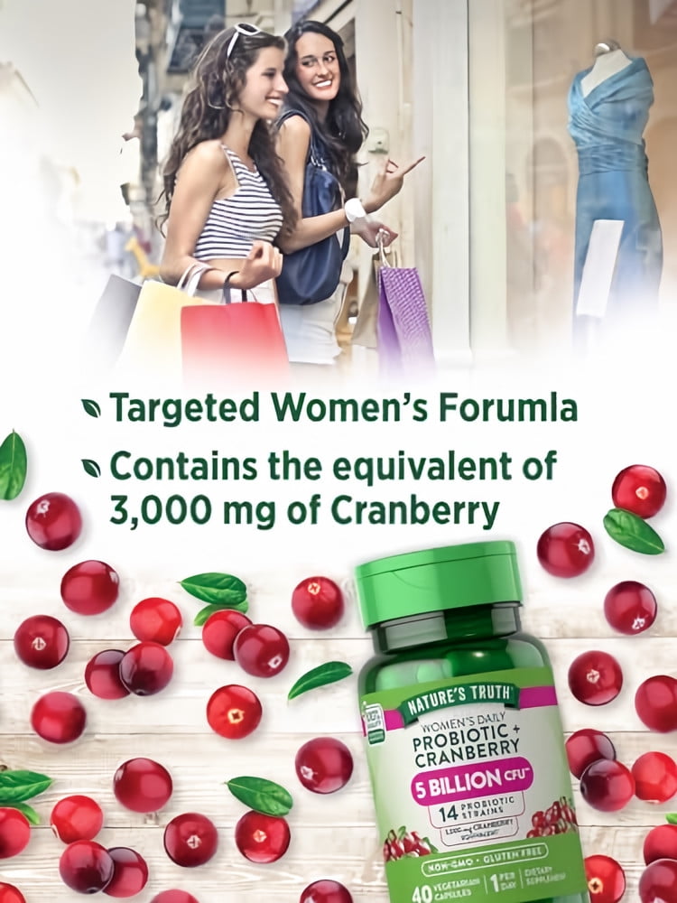 Nature's Truth Women's Probiotic Plus Cranberry Vegetarian Capsules (Pack of 3)