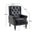 thumbnail image 4 of Tcbosik Accent Chair, Upholstered Armchair with Button Tufted Back and Wood Legs, Comfy Reading Chair, Single Sofa Chair for Small Space, Living Room, Bedroom, Black, 4 of 10