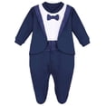 thumbnail image 1 of Traje de una sola pieza para bebé, corbatín de esmoquin azul marino, color lilax, 1 of 7