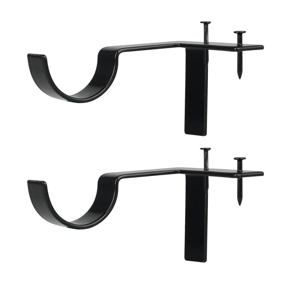 No Drill Curtain Rod Brackets, Premium Heavy Duty Metal Rod Bracket For