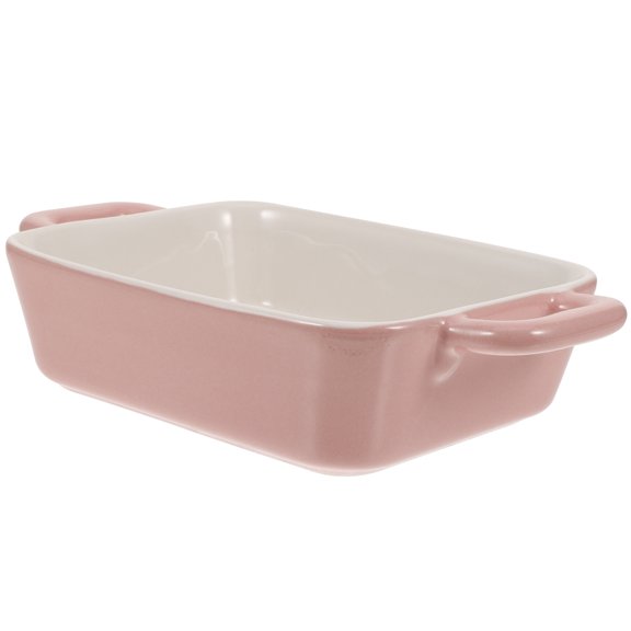 Milisten Pink Baking Pan 1Pcs Rectangular Porcelain Dish For Home Users And Bakers Microwave Oven Safe
