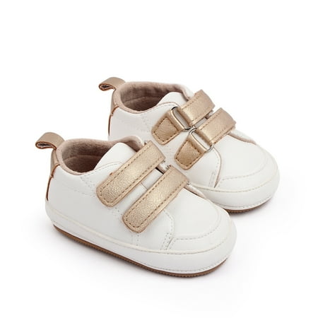 Michellecmm Infant Baby Boys Girls Moccasins Sneakers Solid Color/Contrast Color PU Leather Anti-Slip Sole Prewalker First Walker Shoes