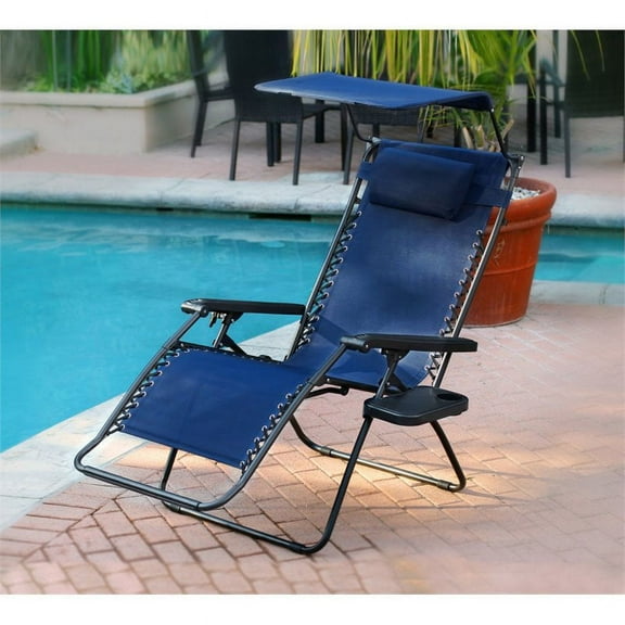 Jeco Oversized Olefin Oversized Zero Gravity Patio Recliner in Navy