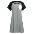 thumbnail image 5 of Edvintorg Women Pregnancy Dress Fashion Color Block Crewneck Loose Pregnant Dresses Summer Short Sleeve Casual Nursing Dress Gray L, 5 of 8