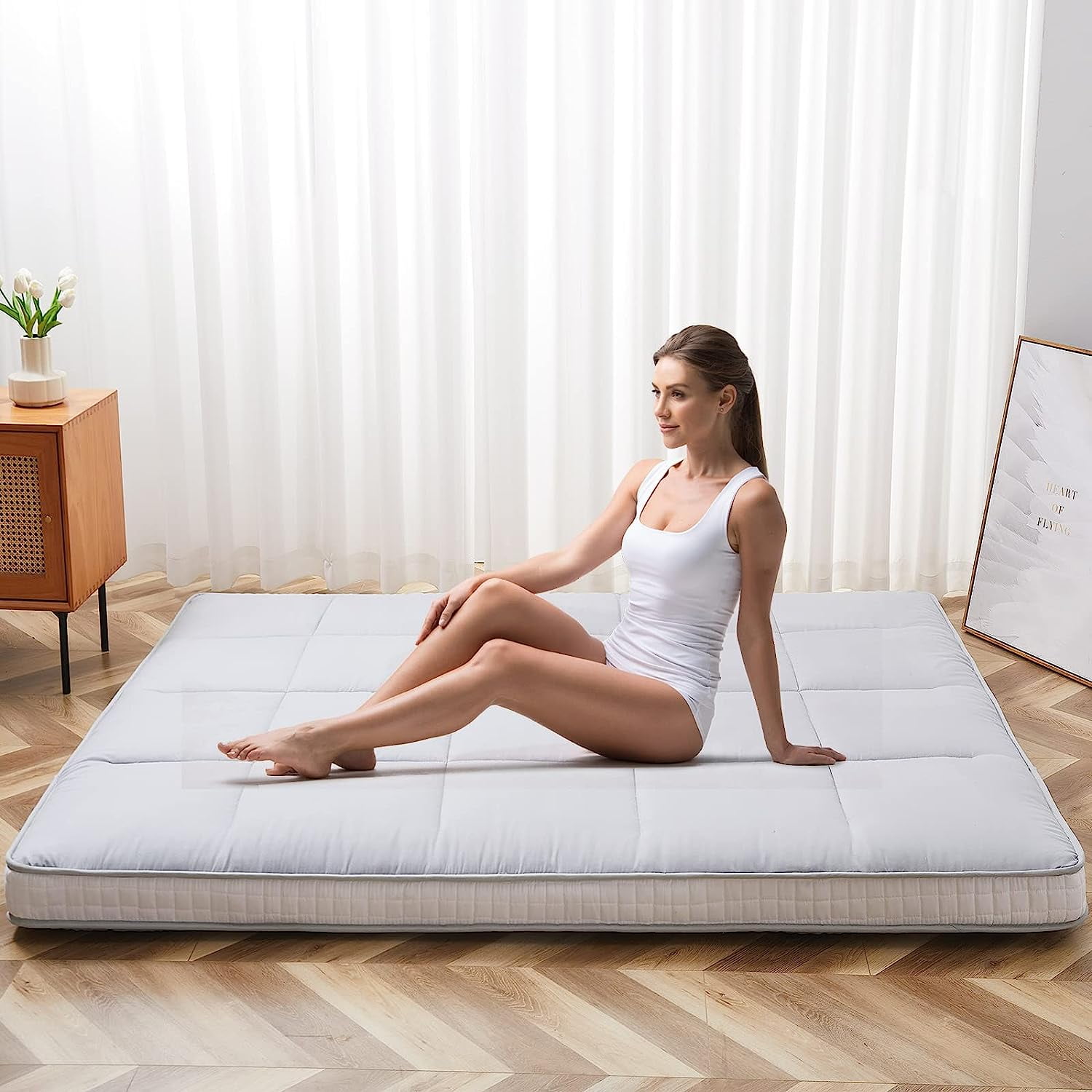 Slsy Japanese Floor Mattress Futon Mattress, Foldable Mattress, Roll Up