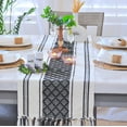 thumbnail image 2 of Boho Dining Table Runner with Tassels 14 x 72 Inches, Black and Cream | Boho Dresser Scarf / Cotton Woven Console Table or Buffet Top Cover, 2 of 8