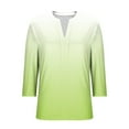 thumbnail image 4 of CYMMPU V-Neck Gradient Color 3/4 Length Sleeve Shirts Elegant Blouse Business Work Blouses to Wear with Leggings Dressy Tunic Tops Summer Fall Casual 2025 Clothes for Women Green S, 4 of 6