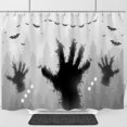 thumbnail image 1 of Spooky Halloween Shower Curtain - Gray & Black Hands Design, 1 of 5