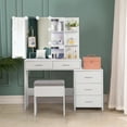thumbnail image 4 of Ktaxon Coiffeuse Éclairée, Table de Maquillage avec Miroir Coulissant, Bureau de Maquillage, Blanc, 4 of 11