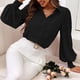 thumbnail image 4 of Camisa de mujer, camisa de manga abullonada, camisa de mujer de color puro, camisa de cuello vuelto, calidad superior, 4 of 8