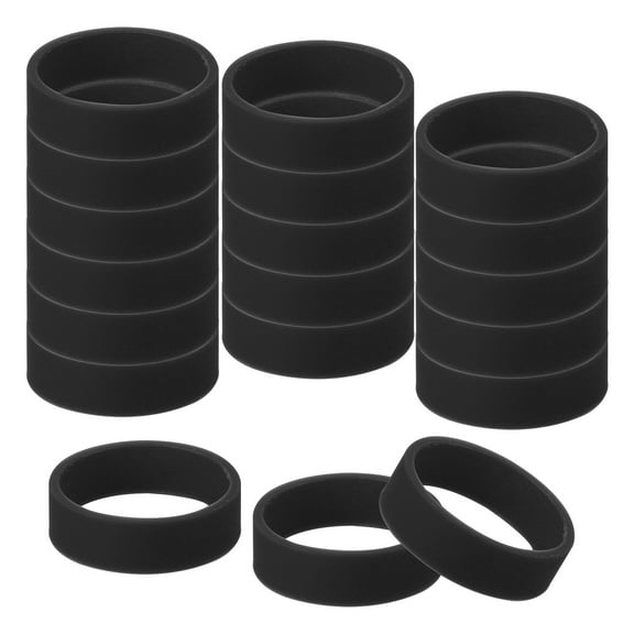 Uxcell 30 Pcs Tiny Rubber Bands 0.8 x 0.28 Inch Silicone Wide Rubber Bands Silicone Rubber Rings Black