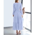 thumbnail image 3 of BTFBM Spring Dresses for Women 2026 Casual Long Sleeve V Neck Elastic Waist Lightweight Maxi Wedding Guest Dress Pockets, 3 of 8