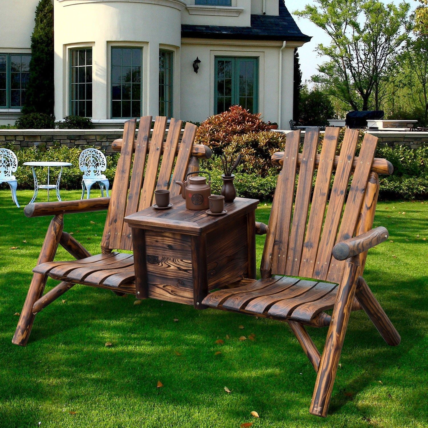 Outsunny Weather Resistant Fir Wood Adirondack Chair - Rustic Brown
