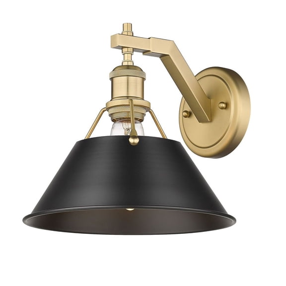 3306-1W BCB-BLK Golden Lighting Orwell - 1 Light Wall Sconce-9.63 Inches Tall and 10 Inches Wide-Brushed Champagne Bronze Finish-Matte Black Shade
