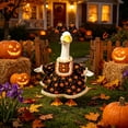 thumbnail image 5 of AuroraX Porch Goose Clothes Set 17 19 inch 23 inch Porch Goose Fall Outfit Sets Pumpkin Print Bow Headwears and Lace Dress Funny Porch Goose Accessories Lawn Garden Decor, 5 of 9