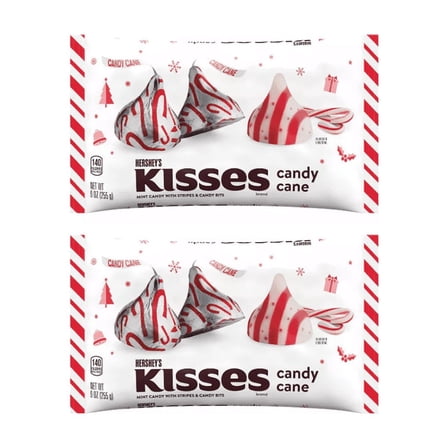 Hershey's Kisses Christmas Candy Cane Flavored Candy - 9oz pack of 2