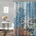 thumbnail image 2 of Orinice Nautical Beach Shower Curtain, Blue Tropical Coral Ocean Seashell Starfish Machine Washable Waterproof Fabric for Bathroom Bathtub Decor with Hooks 60x72, 2 of 7