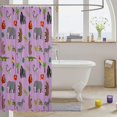 thumbnail image 3 of Manfei Cartoon Elephant Shower Curtain 72Wx78L, Jungle Leaf Botanical Bath Curtain, Purple, 3 of 5