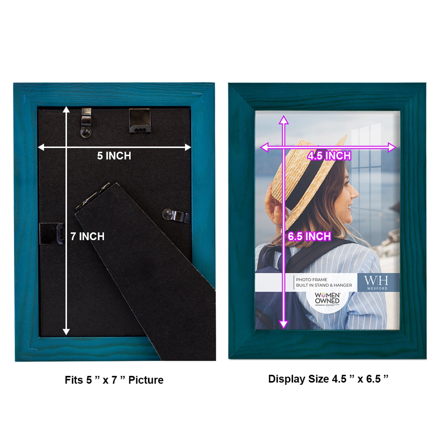 Woodgrain 5 in. x 7 in. Ocean Blue Picture Frame (Set of 2)